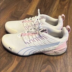 Puma Women's White and Pink Athletic Shoes